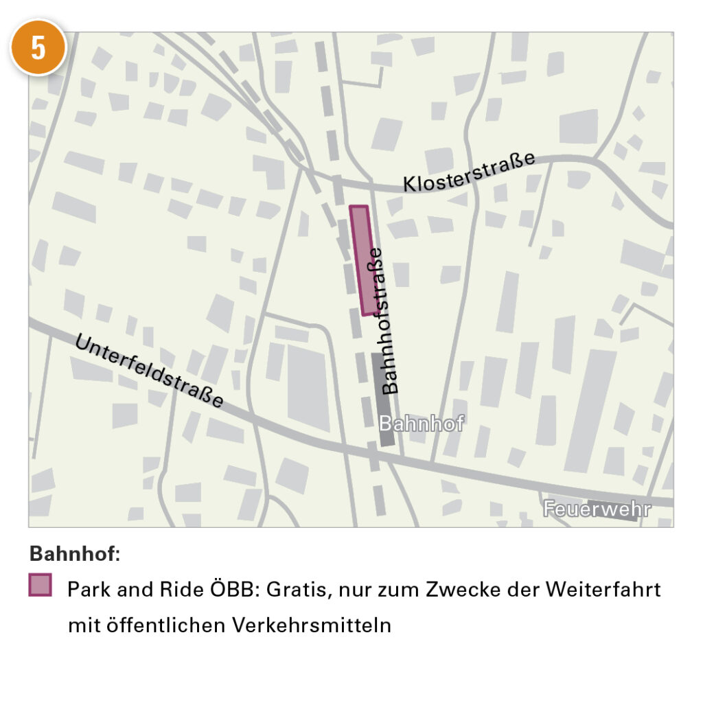 Detailplan der Parkzone Bahnhof in Lauterach