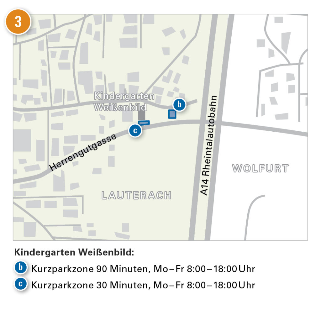 Detailplan der Parkzone Kindergarten Weißenbild in Lauterach