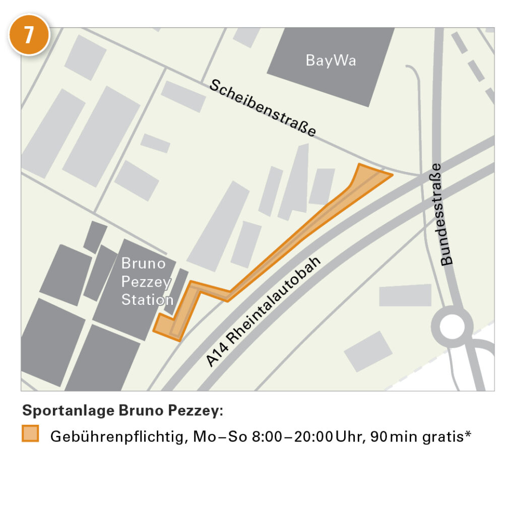 Detailplan der Parkzone Sportanlage Bruno-Pezzey in Lauterach