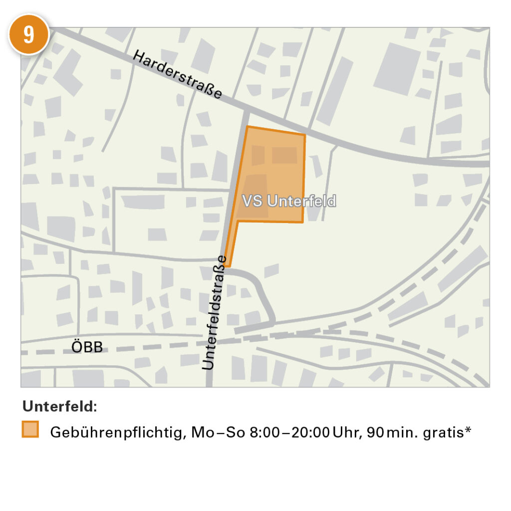 Detailplan der Parkzone Unterfeld in Lauterach