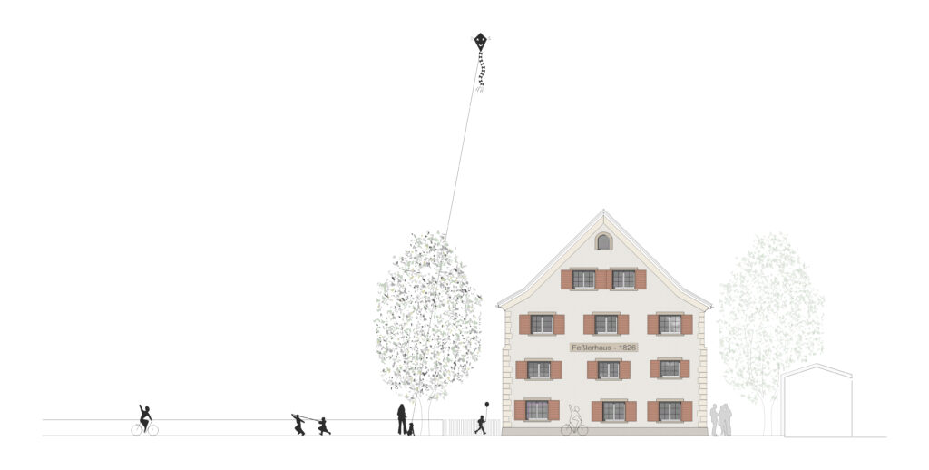 Plan-Ansicht der Ostseite des neuen Kinderhauses