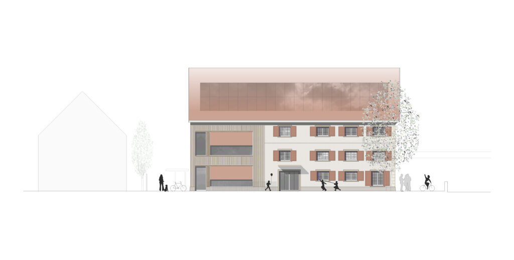 Plan-Ansicht der Südseite des neuen Kinderhauses