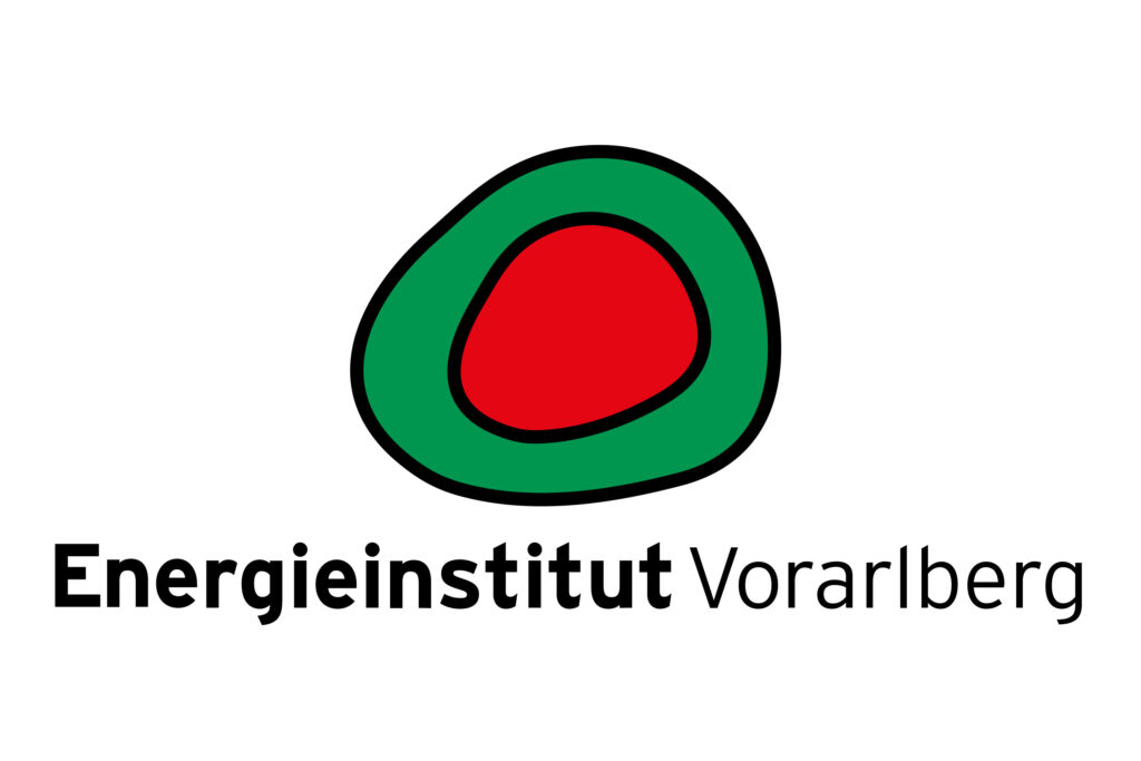 Das Bild zeigt das grün-rote Logo des Energieinstituts Vorarlberg.